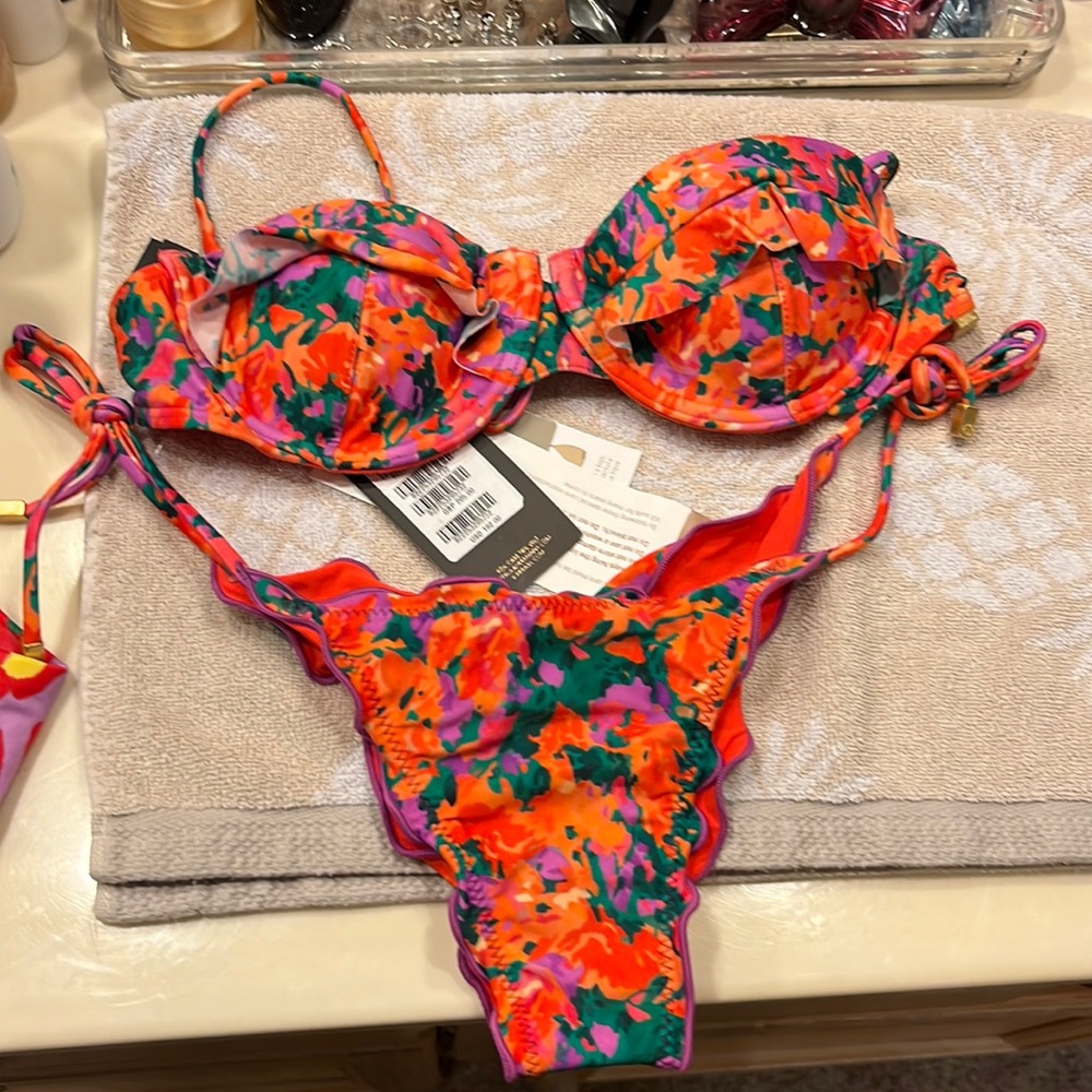 VIX PaulaHermanny Bright Multicolor Floral Bikini Set Sz Med